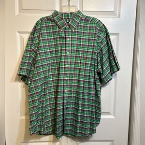 Ralph Lauren Shirt Size 2XB Plaid Short Sleeve Pony Oxford OCBD Button Up Men’s